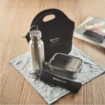 Set met fles, lunchbox, bestek en tas Lunch TakeAway kleur zwart sfeervolle hoofdweergave