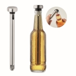 Flessenkoelers met opener voor merchandising Bottle kleur mat zilver