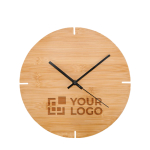 Bamboe wandklok bedrukken met logo Less kleur hout weergave met bedrukking