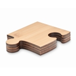 Set van 4 onderzetters in de vorm van bamboe stukjes Puzzle kleur hout derde weergave