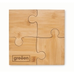 Set van 4 onderzetters in de vorm van bamboe stukjes Puzzle kleur hout hoofdweergave