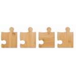 Set van 4 onderzetters in de vorm van bamboe stukjes Puzzle kleur hout zevende weergave