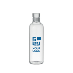 Anti-lek borosilicaat glazen waterfles met logo 500 ml Glass Fridge kleur doorzichtig weergave met bedrukking