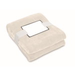 RPET wollen deken met kaart voor uw logo 280 g/m2 Nap RPET kleur beige