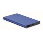 Aluminium powerbank 4.000 mAh Powercard Alu Black kleur koningsblauw