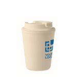 Gerecyclede plastic thermosbeker met tuit 300ml Recyclo kleur beige weergave met bedrukking