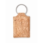 Natuurlijke rechthoekige kurken sleutelhanger Eco Rectangle kleur beige tweede weergave