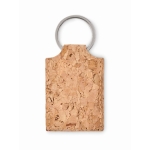 Natuurlijke rechthoekige kurken sleutelhanger Eco Rectangle kleur beige derde weergave