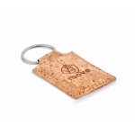 Natuurlijke rechthoekige kurken sleutelhanger Eco Rectangle kleur beige tweede hoofdweergave