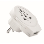 Compacte reisadapter met logo Skross World to Europe USB kleur wit