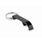 Gerecycled aluminium  flesopener sleutelhanger bedrukken Recyclo kleur zwart