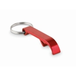 Gerecycled aluminium  flesopener sleutelhanger bedrukken Recyclo kleur rood