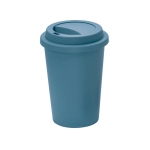 Gepersonaliseerde herbruikbare plastic to go beker met deksel 450ml kleur blauw