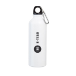 Grote gekleurde aluminium fles met karabijnhaak 800ml Cruiser XL kleur wit afbeelding met logo