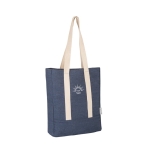 Denim tas met binnenzak en lange 300 g/m2 katoenen handvatten kleur blauw afbeelding met logo