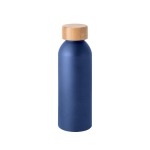 Aluminium fles met bamboe dekstel en matte afwerking 500ml kleur marineblauw