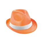 Polyester hoed bedrukken met wit lint met kleurenlogo kleur oranje