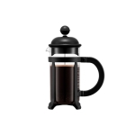 Kleine borosilicaatglas French press koffiezetapparaat 350 ml Java kleur zwart