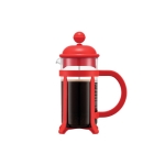 Kleine borosilicaatglas French press koffiezetapparaat 350 ml Java kleur rood