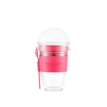 Yoghurtglas met mueslihouder 250ml Joycup Breakfest kleur roze