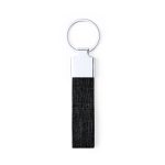 RPET polyester sleutelhanger met chroom accessoire Mix RPET kleur zwart  negende weergave