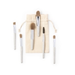 Set van 6 kleine make-upborstels met katoenen hoes Mini kleur beige derde weergave