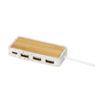 USB-hub met 4 poorten en bamboe behuizing Terrazzo kleur naturel