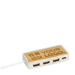 USB-hub met 4 poorten en bamboe behuizing Terrazzo met afdrukgebied