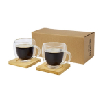 Set van twee dubbelwandige glazen mokken van 250 ml Machiatto kleur doorzichtig