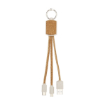 Stro en kurk 3-in-1 sleutelhanger oplaadkabel Straw & Cork kleur naturel tweede weergave voorkant