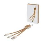 Stro en kurk 3-in-1 sleutelhanger oplaadkabel Straw & Cork kleur naturel tweede weergave