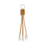 Stro en kurk 3-in-1 sleutelhanger oplaadkabel Straw & Cork met afdrukgebied