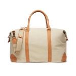 Kwaliteit gerecyclede canvas weekendtas EcoJourney kleur beige