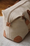 Kwaliteit gerecyclede canvas weekendtas EcoJourney kleur beige