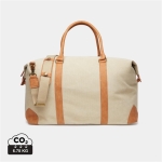 Kwaliteit gerecyclede canvas weekendtas EcoJourney kleur beige