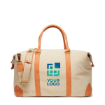 Kwaliteit gerecyclede canvas weekendtas EcoJourney kleur beige met afdrukgebied