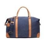 Kwaliteit gerecyclede canvas weekendtas EcoJourney kleur marineblauw