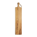 Bedrukte lange serveerplank met logo Teakwood kleur hout