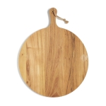 Ronde serveerplank met handvat bedrukken TeakWood kleur hout