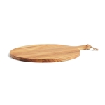 Ronde serveerplank met handvat bedrukken TeakWood kleur hout tweede weergave