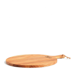 Ronde serveerplank met handvat bedrukken TeakWood kleur hout met afdrukgebied