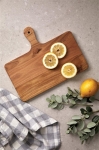 Horizontale serveerplank met handvat bedrukken TeakWood kleur hout