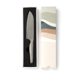 Promotioneel stalen mes bedrukken in Japanse stijl Hattasan Santoku kleur zilver weergave met doos