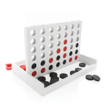 Houten vier-op-een-rij spel met logo Connect Four kleur wit met afdrukgebied