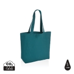 Boodschappentas van gerecycled canvas 240 g/m2 EcoTrace Pocket kleur smaragdgroen 