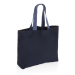 Grote gerecyclede canvas tas 240 g/m2 EcoTrace Raw kleur marineblauw