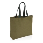 Grote gerecyclede canvas tas 240 g/m2 EcoTrace Raw kleur donkergroen