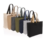 Grote gerecyclede canvas tas 240 g/m2 EcoTrace Raw kleur gebroken wit weergave algemeen