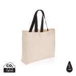 Grote gerecyclede canvas tas 240 g/m2 EcoTrace Raw kleur gebroken wit