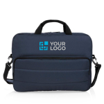 Eco laptoptas met handvat en schouderriem 15,6'' Pocket RPET kleur marineblauw met afdrukgebied